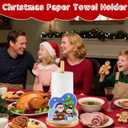 2 x Christmas Paper Towel Holder, Wooden Standing Kitchen Towel Holder with Santa & Snowman Design, Festive Holiday Decor for Kitchen, Bathroom, Dining Table  Indoor Winter Christmas Decoration