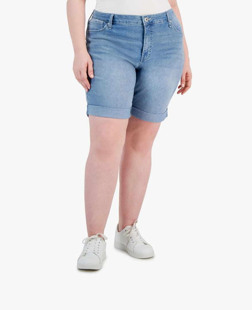 Style & Co. Plus Size Cuffed Denim Bermuda Shorts 16W