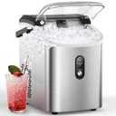 COWSAR Nugget Ice Makers Countertop, Pebble Ice Maker Machine with Soft Chewable Ice, 34Lbs/24H, Self-Cleaning, One-Click Operation, Pellet Ice Maker Countertop for Home/Kitchen/RV/Camping (Silver)