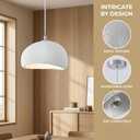 Wabi Sabi Pendant Light Oval, 15.7in Japanese Ceiling Fixture for Dining Room Kitchen Island Hallway Bedroom Restaurant, Modern Japandi Minimalist Hanging Lamp White E26 Base (40cm/15.7in)