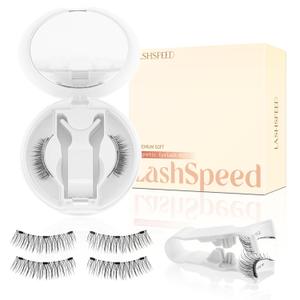 Magnetic Eyelashes Kit with Applicator – No Glue, No Eyeliner Needed, Reusable Natural Look False Lashes, Lightweight & Comfortable, Easy to Apply for Beginners