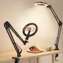 CloudValley Magnetic Overhead Phone Mount with 10" Ring Light, 5000mAh Desktop Tripod with Battery Display, Foldable LED Selfie Light with iPhone Stand for Video Recording Cooking, Live Streaming