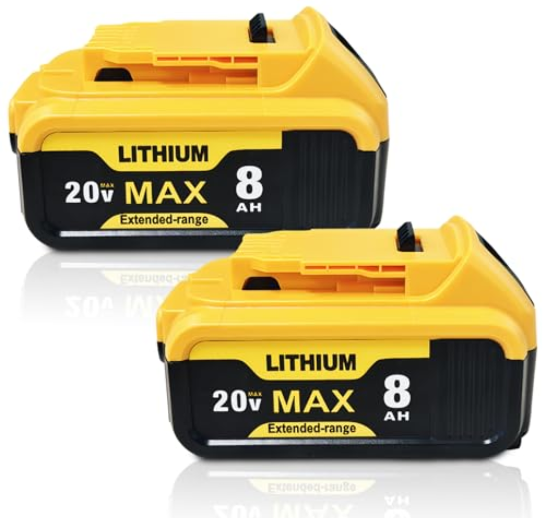 ovevevovel 2-Pack 8000mAh Replace for Dewalt 20V Max Battery High-Capacity – Compatible with DCB200 DCB206 DCB201 DCB207 DCB208 DCB203 and Cordless Power Tools