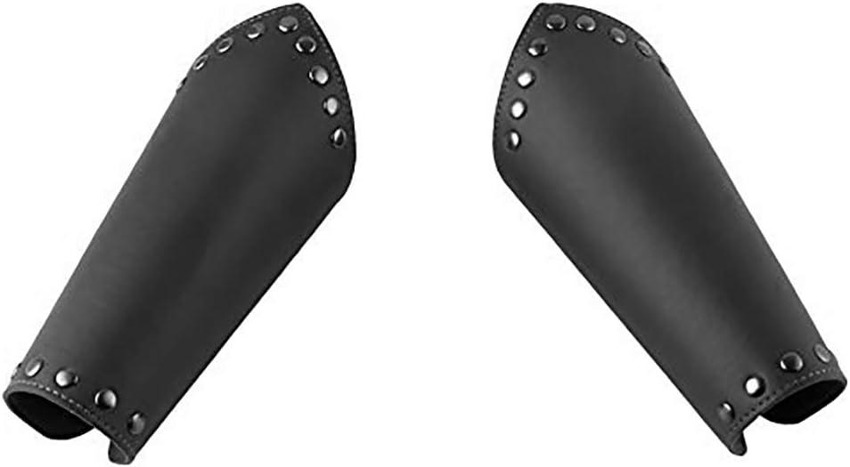 HZMAN Faux Leather Arm Guards - Medieval Cross Bracers - One Size (Black)