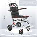 Compact Ultra-Lightweight Portable Transport Wheelchair Foldable Travel Wheelchairs with Handbrake for Adults and Seniors White
