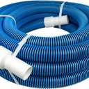 Heavy-Duty Manual Pool Vacuum Hose, 50 Ft x 1-1/2, Kink-Free Swivel Cuff, Professional Grade Spiral-Wound Design, UV & Chemical Resistant for Inground & Above Ground Pools, Made in USA