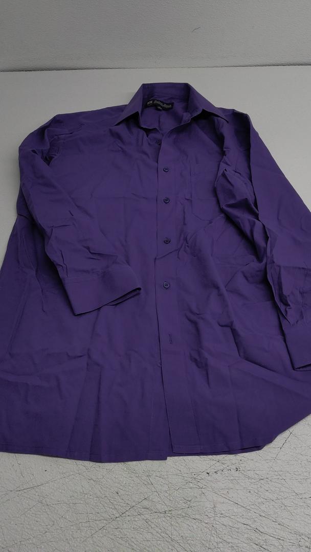 Fortino Landi Men's Long Sleeve Dress Shirt Purple 15 1/2, 34-35