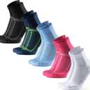 DANISH ENDURANCE Ultra-Comfort Quarter Running Socks, Performance Socks, Men & Women - 3 or 5 Pack (Medium, Multicolor (1xblack/Grey, 1xblue/Yellow, 1xpink, 1xwhite, 1xlight Blue) 5-pack)