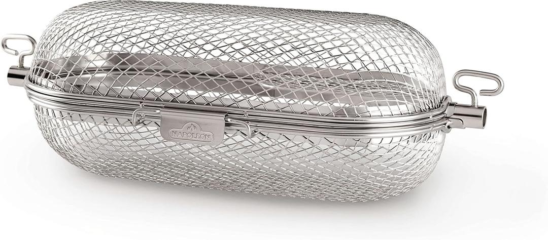 Napoleon Rotisserie Grill Basket - Stainless Steel, Fits Standard Spit Rods, Best For Wings, Fries And Roasted Veggies
