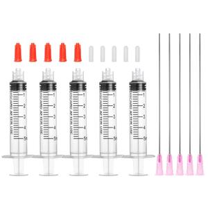 5ml Glue Applicator Syringes with 18G 4 Inch Blunt Tip Injector Long Needles and Cap for Dispenser Liquids, Ink, Oil, Epoxy, Wood Glue