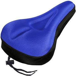Silicone Bike Saddle Cycling Bicycle Breathable Gel Cushion Soft Pad Seat Cover Bike Saddles for Outdoor Indoor Cycling Blue