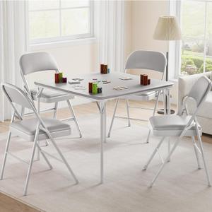 CuisinSmart Folding Card Table, Portable Square Card Table, Foldable Tables for Home, Indoor and Outdoor, Space-Saving, No Assembly Required, Not Include Chairs, Grey