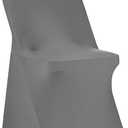 Peomeise Stretch Spandex Folding Chair Cover for Wedding Party Dining Banquet Event (Grey,6Pcs)