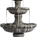 58.3" 3-Tier Outdoor Freestanding Water Fountain - Classic Leaf Design, Large Bird Bath with Pump - Ideal for Yard, Lawn and Garden Dcor
