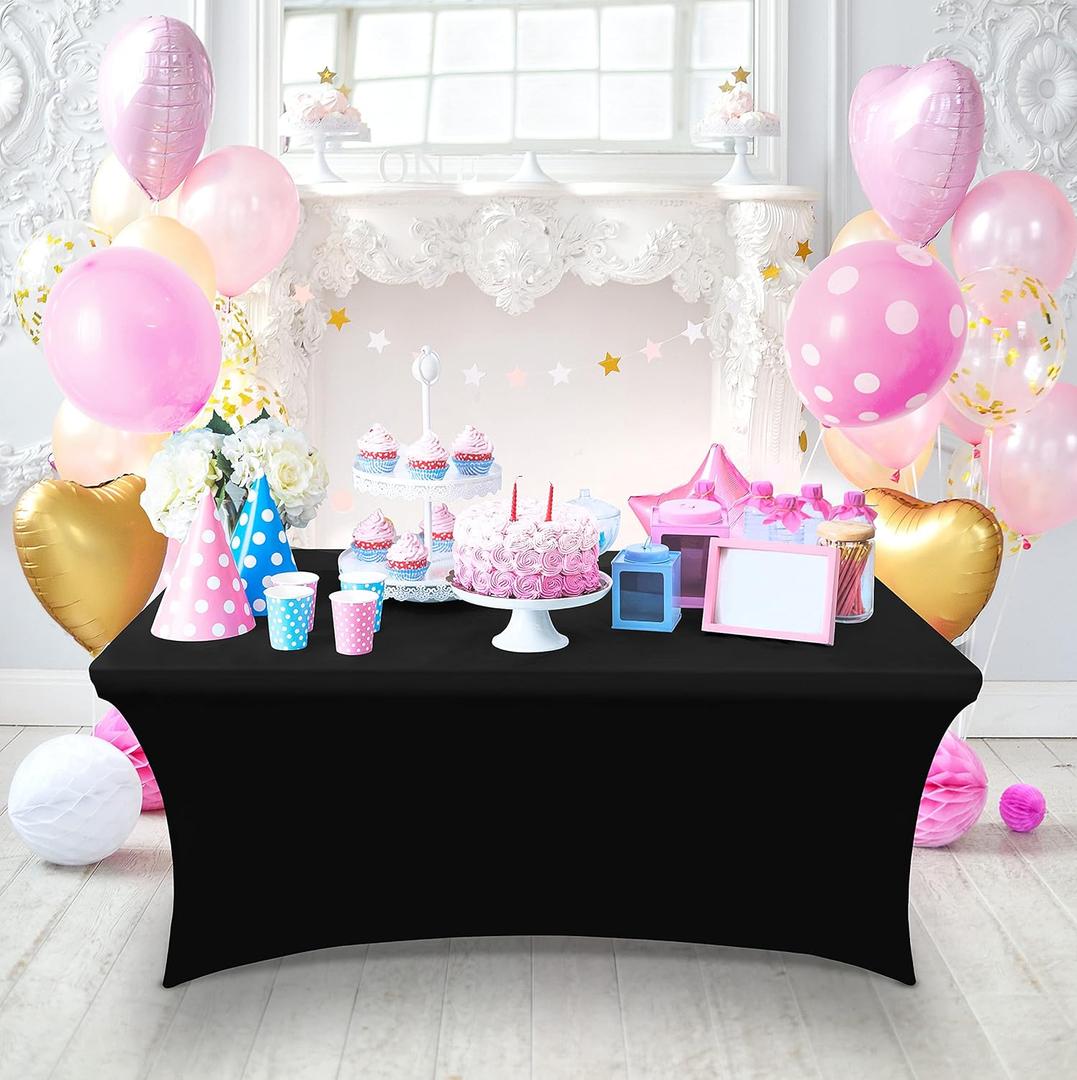 Heneger 8 Pack Black Tablecloths 90 x 132 Inch Rectangular Table Cloths for Rectangle Tables 6ft, Wrinkle Resistant Black Table Cloth Washable Polyester Fabric for Buffet Wedding Party Banquet