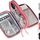 CAOODKDK Electronic Organizer Travel USB Cable Accessories Bag/Case,Waterproof for Power Bank,Charging Cords,Chargers,Mouse,Earphones Flash Driver (Double Layer - Pink)