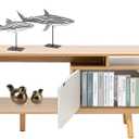 TV Stand Modern Wooden Freestanding Home Entertainment Console with 3 Compartments TV and Media Console Table Adjustable Television Shelves Adjustable Length: 47.2-78.7in (Wood Color)
