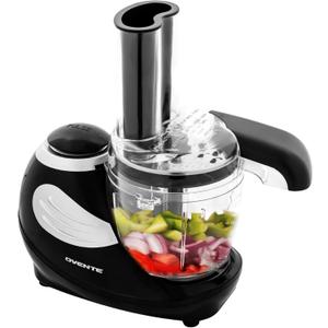 OVENTE 1.5-Cup Electric Food Chopper, 50W Mini Food Processor with One-Touch Control and Stainless Steel Blade for Slicing Vegetable, Grinding, Shredding, Mincing, Puree and Meal Prep, Black PF1007B
