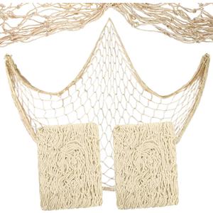 2 Pack Natural Fishing Net Dcor 79 Inch Beach Theme Decor for Party Home Bedroom Wall Hanging Fish Net Decorations (Beige-No Shells)