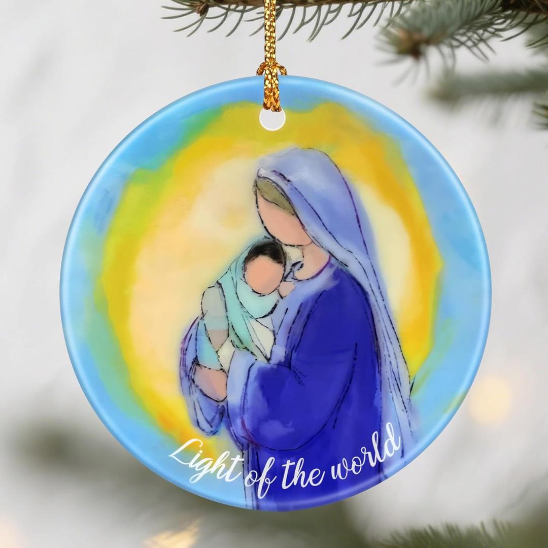 6 x Virgin Mary and Jesus Ornament, Christmas Ornaments: Christmas Tree Decorations, Holiday Decor, Stocking Stuffers, Gift Ideas, Xmas Gift, Christian Gifts & Religion Gifts (Nativity Design 3)