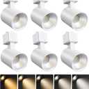 ALAMPEVER 6 Pack LED Track Lighting Heads, Dimmable J Type LED Track Lights with 5 Selectable Color Temperatures, 2700K/3000K/3500K/4000K/5000K, 10W, 800LM, 36, Ideal for Home Commercial Use, White