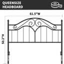 Elephance Headboard for Queen Size Bed Frame, Vintage Platform Bed Metal Headboard Only, Height Adjustable, Sturdy and Stable, Queen Size, Easy Assembly, Black