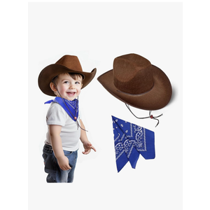 SeptCity Toddler Cowboy Hat and Blue Bandana for Age 2-5