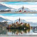 13x39 Puzzle Frame 2 Packs, Real Glass and Rustic Grey Wood Frame, Display Panoramic 13 x 39 Picture Frames - Horizontal or Vertical Wall Mounting