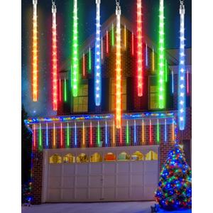 Flacchi Multicolor 20 Tubes Meteor Shower Icicle Light 480 LED Raindrop Lights with Timer Function Cascading Falling Rain Lights for Holiday Party Christmas Decorations (4 in 1 Multi-colored)