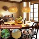 Hanging Lights with Plug in Cord Rattan Hanging Lamp Boho Ceiling Light Fixtures Farmhouse Pendant Lamp Shape for Living Room Bedroom Kitchen