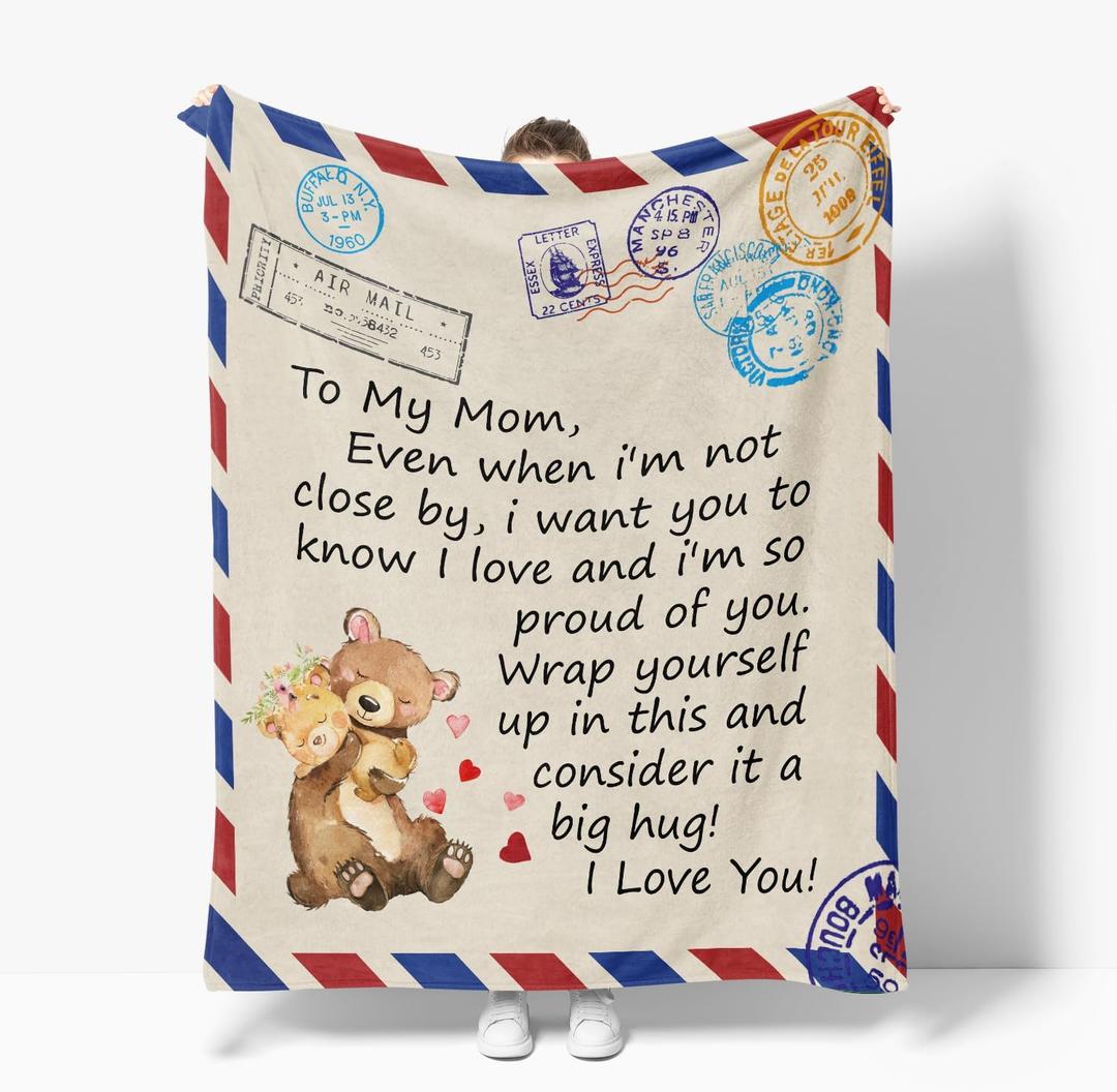 Horaldaily Anniversary Birthday for Mom, 50x60 Inches Fleece Throw Blanket for Mother's Day, Soft Lightweight Plush Cozy Blankets for Bed, Sofa, Couch, Travel, Camping