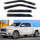 KPY Window Visor Compatible with Dodge RAM 1500 Crew Cab 2019-2025 (New Body Style Only), 4PC Rain Guard Side Window Vent Deflectors Tape-On Mugen Style, 2019 2020 2021 2022 2023 2024 2025