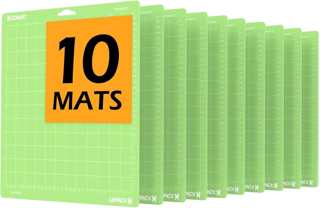 Xinart Cutting Mats for Cricut Maker 3/Maker/Explore 3/Air 2(12x12 Inch, 10 Mats) Standard Adhesive Sticky Green Quilting Replacement Cutting Mats Compatible with Cricut