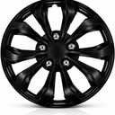 Universal Hubcaps for Steel Wheels, Snap-On Wheel Covers with Adjustable Steel Retaining Ring, Durable ABS, Patent Design (Glossy Black, 14-inch)