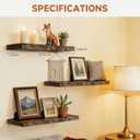 Easy Install Floating Shelves, 15.6 Inch Wall Mounted Wooden Floating Shelves, Set of 3, Small Wall Shelves for Storage and Home Decor, Living Room, Kitchen, Office, Corner Shelf for Bathroom, Brown