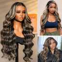 Belaved 1B27 Body Wave 28Inch Lace Front Wigs Human Hair Black with Brown 13X6 1B/27 Ombre Lace Front Wig Human Hair Pre Plucked 180% Highlight Glueless