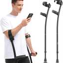 HEALTHBAZAAR Ergonomic Forearm Crutches, Foldable and Height Adjustable Elbow Crutches with Magnetic Handles for Wall Support, Anti-Slip Base, Walking Aid for Adults