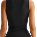 EasyGala Women Sleeveless Mock Turtle Neck Tops Double Lined Fitted Tank Tops Basic T Shirts 2026 (Black, XL)