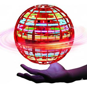 2025 Red Flying Orb Ball Toy  Hand Controlled LED Hover Drone, 360 Boomerang Spinner Cosmic Globe, Birthday Gift for Boys & Girls Ages 6-12, Indoor Outdoor Magic Ball, USB Rechargeable