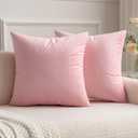 MIULEE Pack of 2 Pillow Covers Velvet Square Throw Pillow Covers Decorative Cushion Case for Spring Sofa Bedroom Couch 18x18 Inch Bright Pink (18" x 18" (Pack of 2))