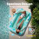SLOOSH Inflatable Tanning Pool Lounger Float,85" x 57" Extra Large Pool Floats Adult with Pillow,4 in 1 Suntan Tub Raft Floatie,Sunbathing Bed Lounge Blow Up Ball Pit Party Gifts,XL-Cyan White
