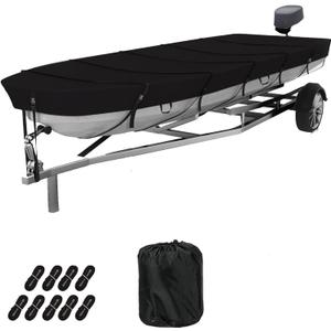 Jon Boat Cover 12-14ft 420D Waterproof Boat Covers Fits Jon Boat 14ft Long and Beam Width up to 70 inches (Fit12-14FT Jon Boat)