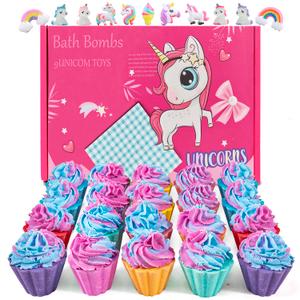 Bath Bombs for Kids with Surprise Unicorn Inside, 20 Kids Bath Bombs Gift Set, Handmade Bubble Bath Fizzes Bomb for Chrildren Birthday Christmas and Party Favor Christmas Gifts Set for Girls (Rose)