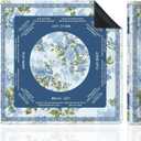 Chinoiserie Blue Peony Mahjong Mat for Table, Elegant Chinese Flower 31.5" x 31.5" Non-Slip & Noise Reduction Mahjong Mat for Poker Dominoes Cards & Board Games