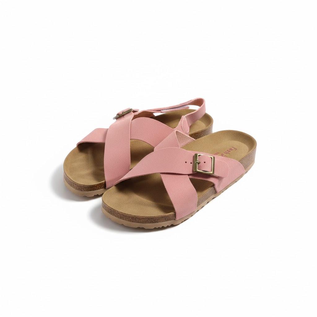 Women's Flat Sandals Adjustable Double Strap Slide Sandals Open Toe Slip on Shoes Resistant Leather Footbed Comfort Sandals Dressy for Summer Beach Vacation (7.5)