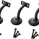 Langdoly- 3" Solid Heavy Duty Round Base Handrail Brackets for Staircase-Pack of 3 (Satin Black)