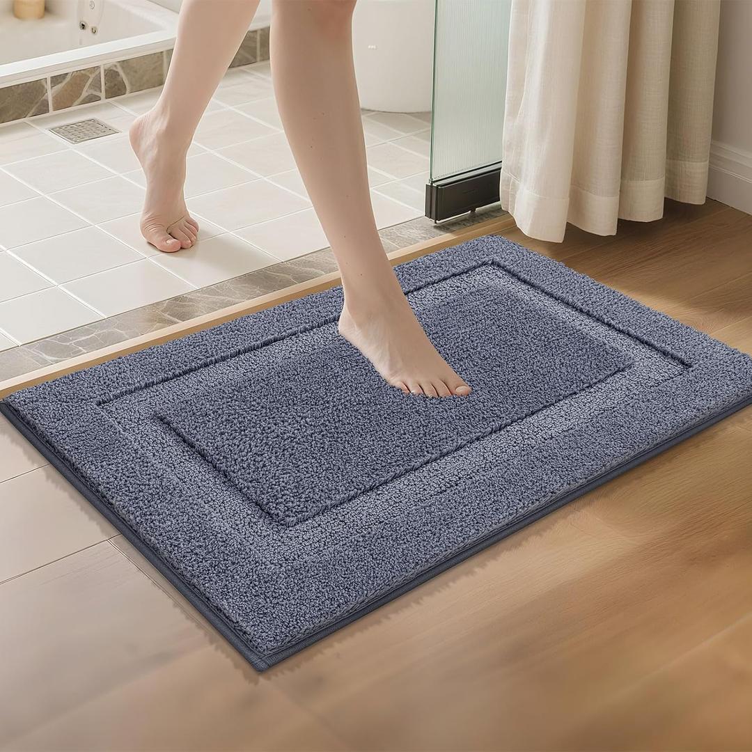 SHACOS Super Soft Bathroom Rugs 20x32 inch Non Slip Washable Bath Rugs Microfiber Bath Mats for Bathroom Floor Tub Shower Vanity Sink Decor Accessories, Dark Grey 1'8" x 2'8"