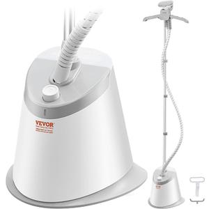 VEVOR Standing Steamer with Foldable Garment Hanger, 1.7L Water Tank for 90 Minutes Continuous Steaming, Heats in 45 Seconds & Auto-Stop with Fabric Brush Aluminum Rod and Easy-roll Wheels