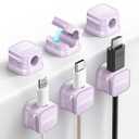 6 Pack Magnetic Cord Holder, Cord Organizer Cable Clip for Desk Management, JOYROOM Smooth Adjustable Cable Clip, Wire Holder Keeper Organizer for Home Office Desk Phone Car Wall Desktop Nightstand