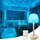 Waterproof Shower Lamp for Inside Shower, Rechargeable Bathroom Lamp with Remote & Touch Control, Cordless Shower Light with 16 Color Changeable, LED Ocean Wave Projector Light for Bathroom/Bathtub (White)